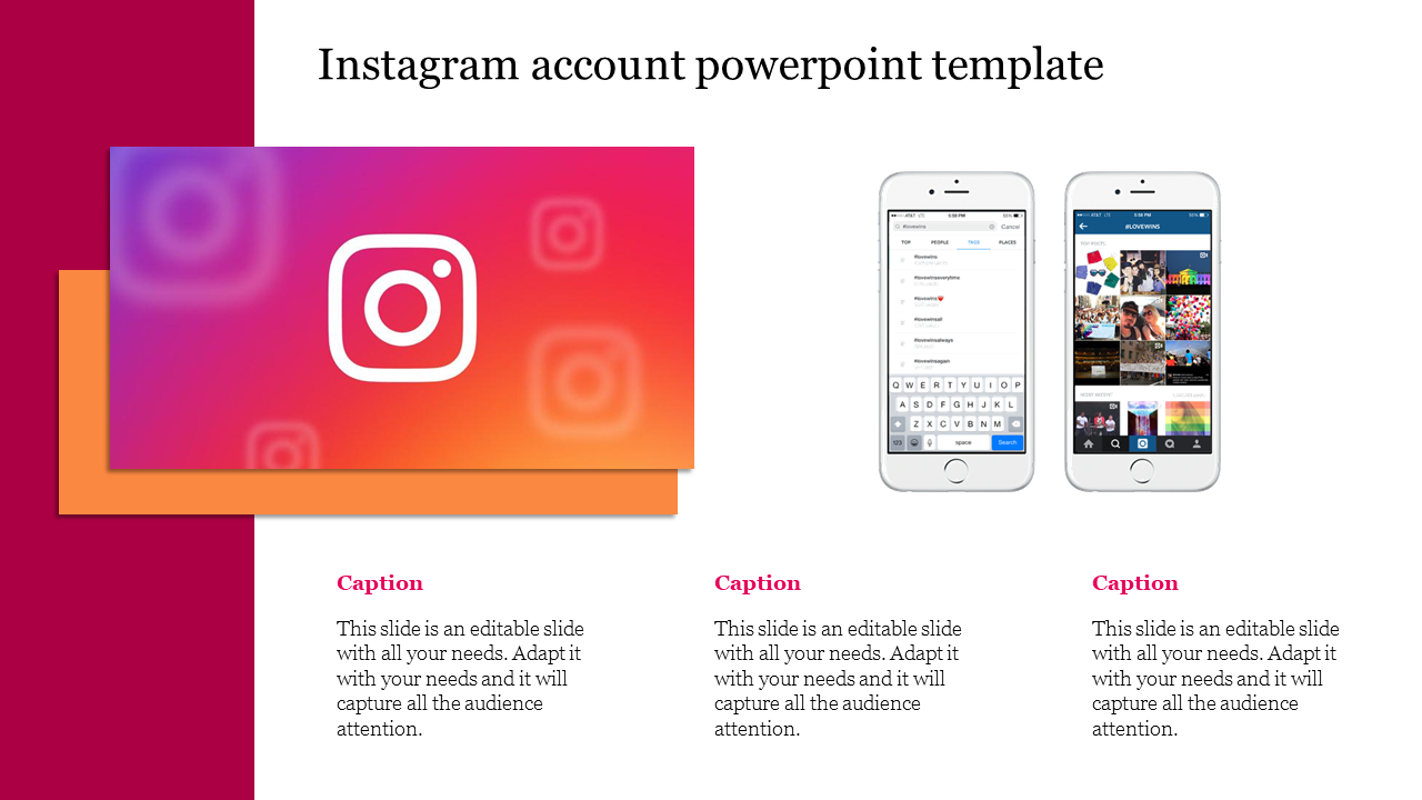 Editable Instagram Account PowerPoint Template Design